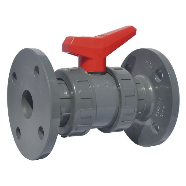 2 WAY BALL VALVE DOUBLE UNION EXPORT WITH FLANGES EPDM